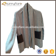 pure Cashmere cardigan with leather
